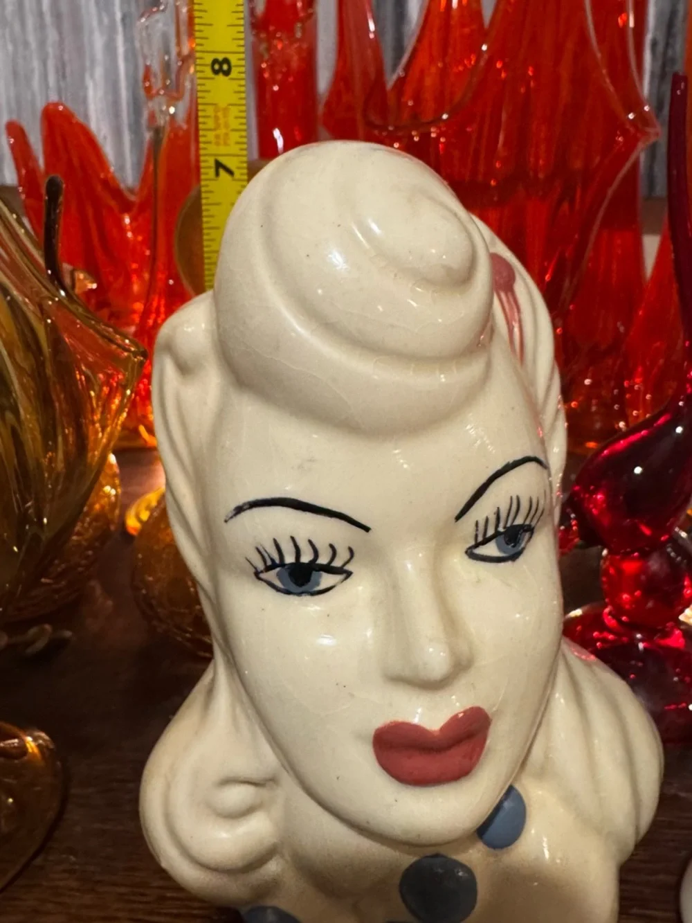 Vintage 1940’s Glamour Girl Lady Head Vase 7“X5“ - Picture 2 of 5